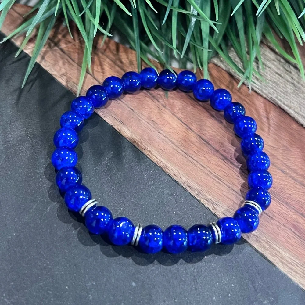NWOT - Natural Lapis Lazuli Men's Stretch Bracelet